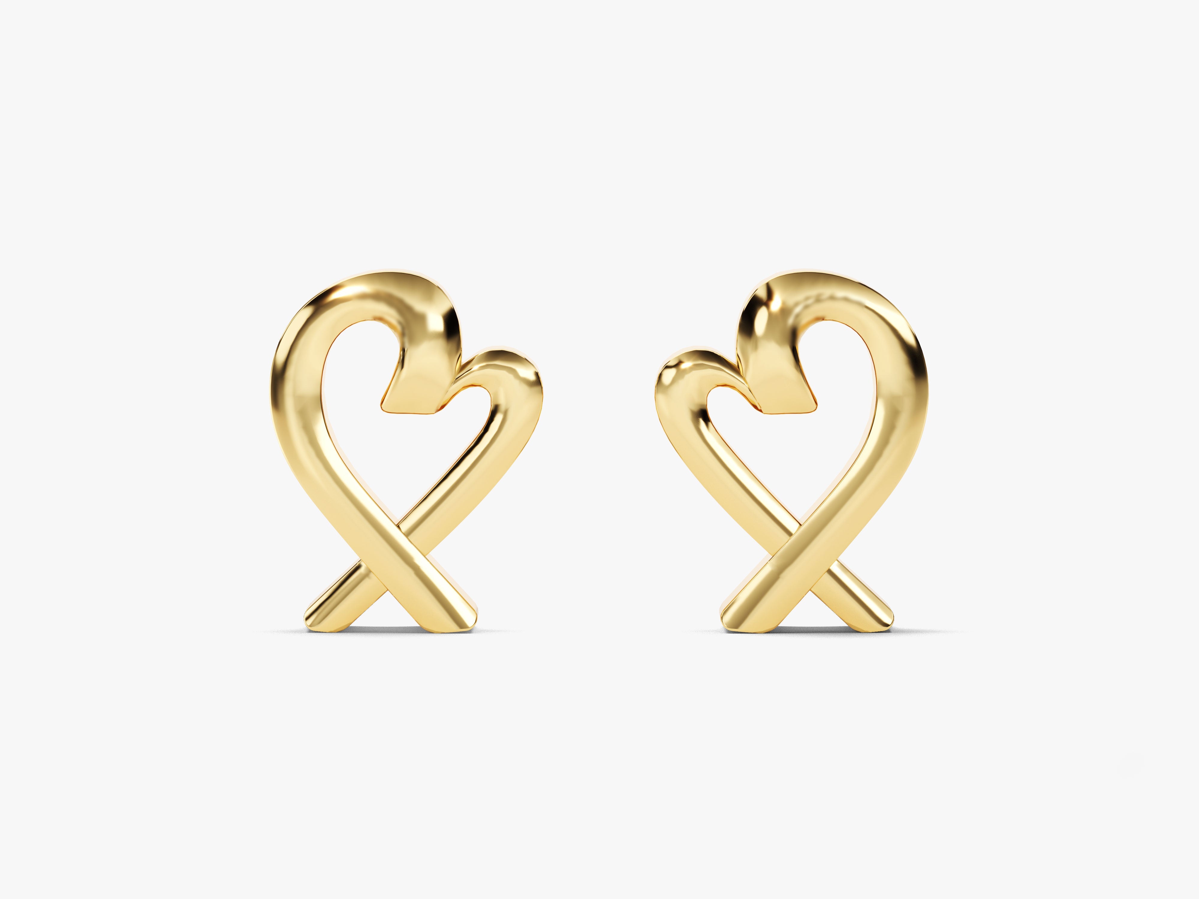 Gold heart earrings, elegant jewelry for her