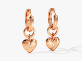 14k Gold Heart Drop Earrings with Diamond