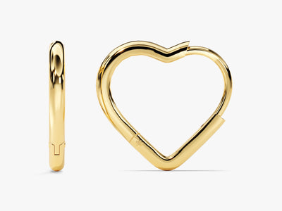 14k Gold Open Heart Hoop Earrings