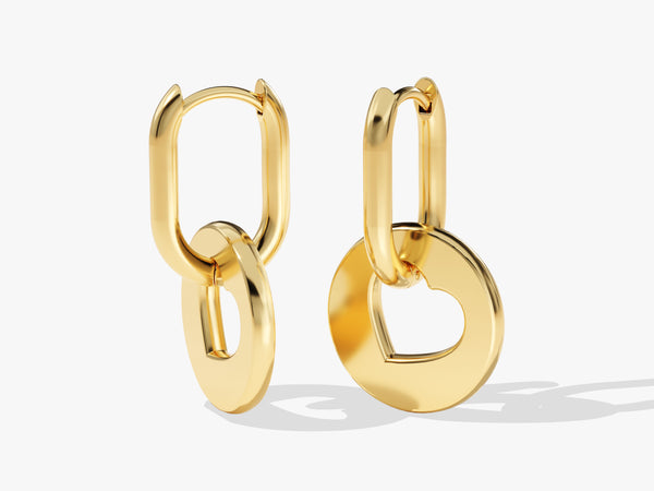 14k Gold Heart Drop Earrings