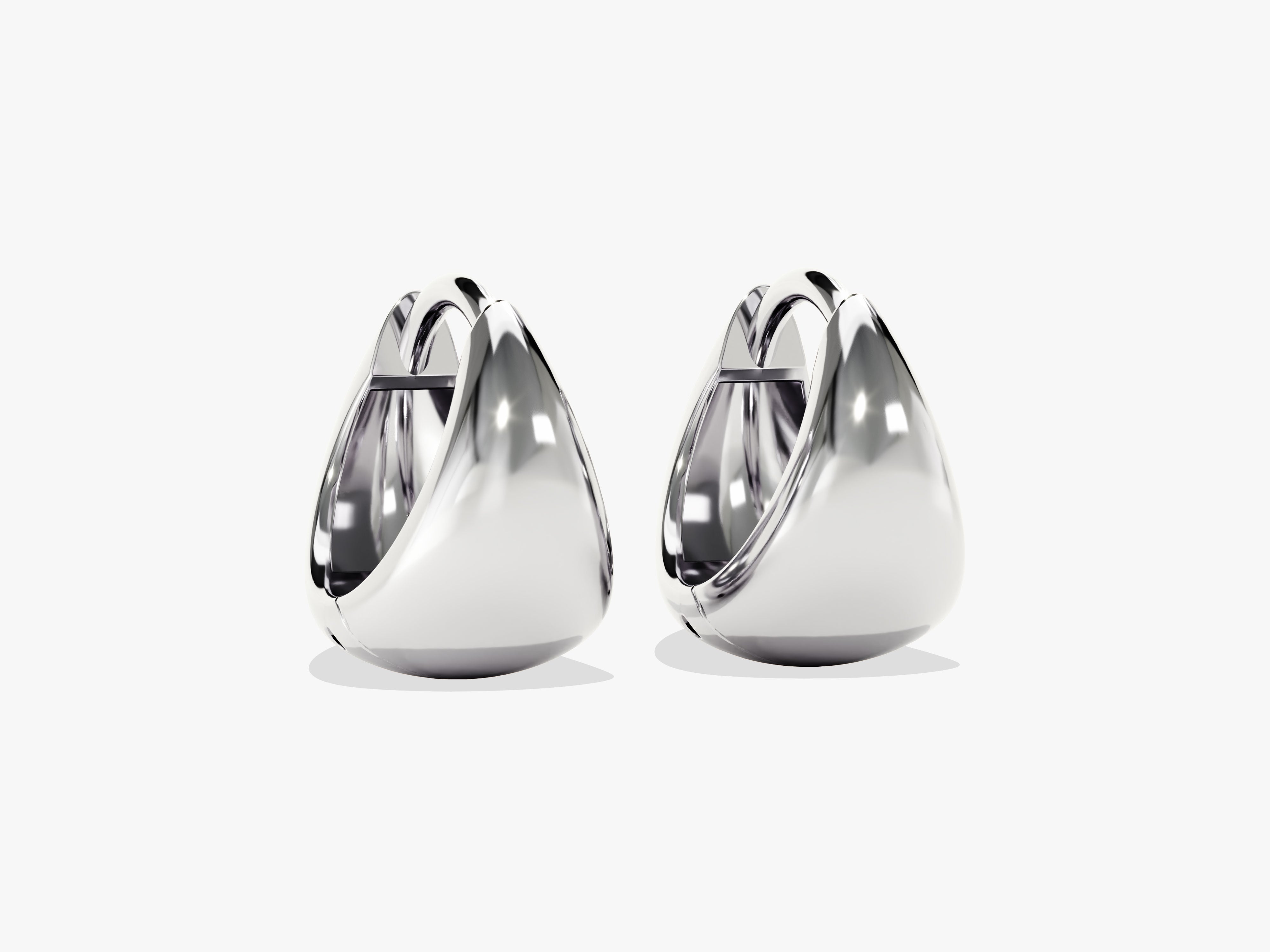 Shiny silver teardrop hoop earrings for women's jewelry collection