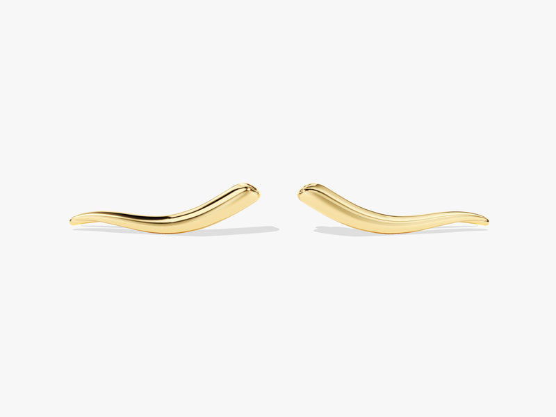 14k Solid Gold Wave Stud Earrings