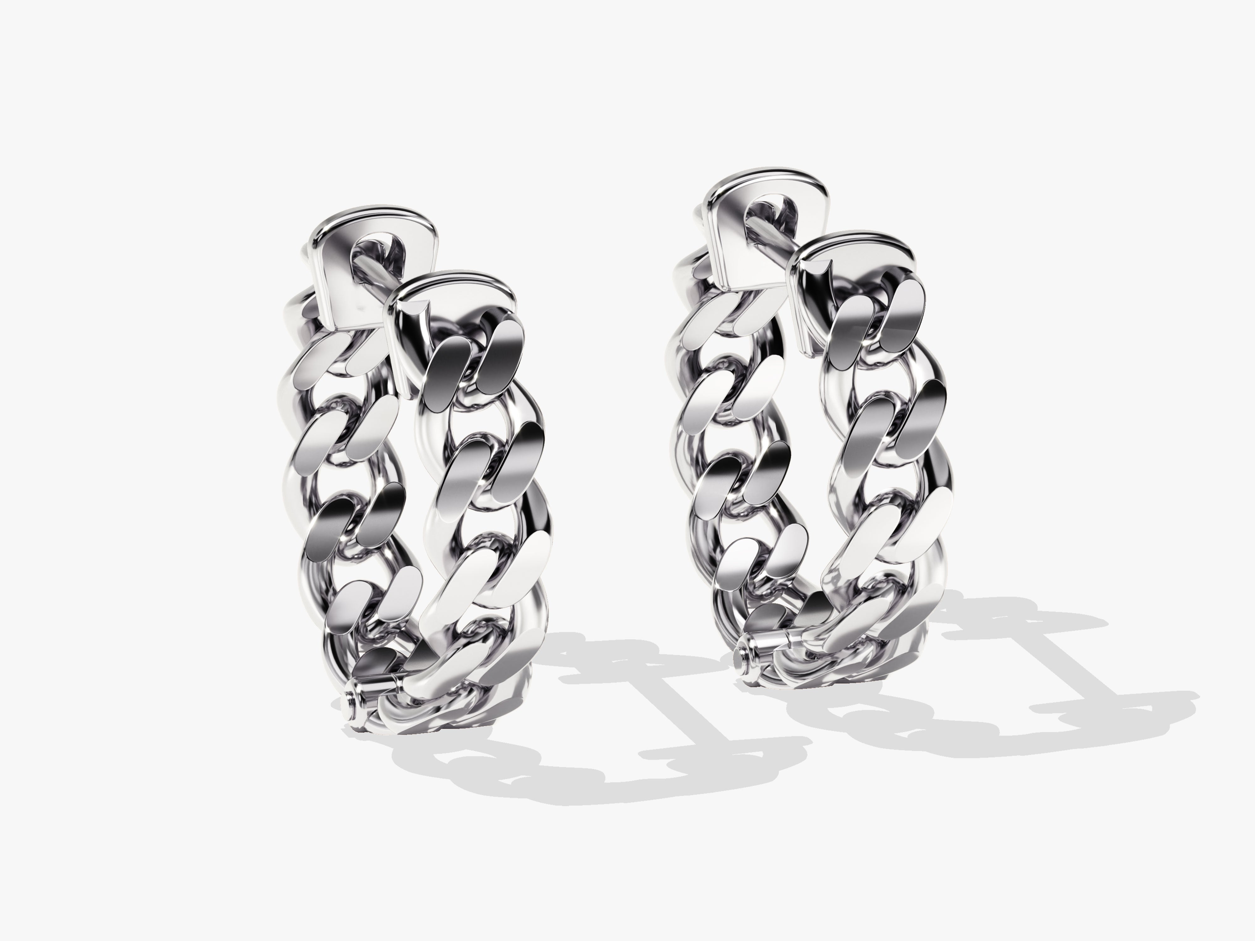 Silver curb chain hoop earrings from a jewelry brand