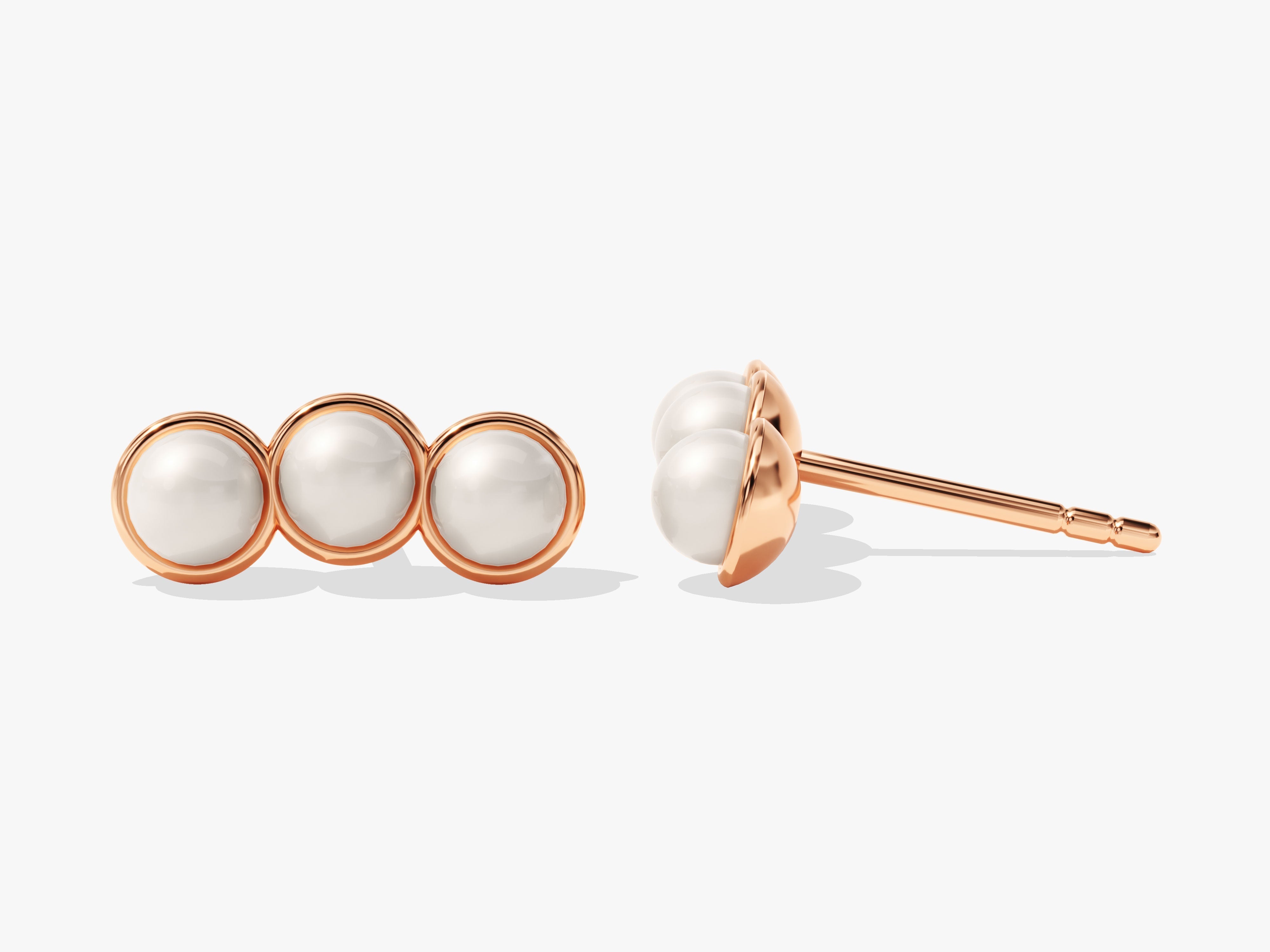 Trio Pearl Stud Earrings