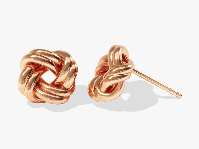 14k Solid Gold Knot Stud Earrings