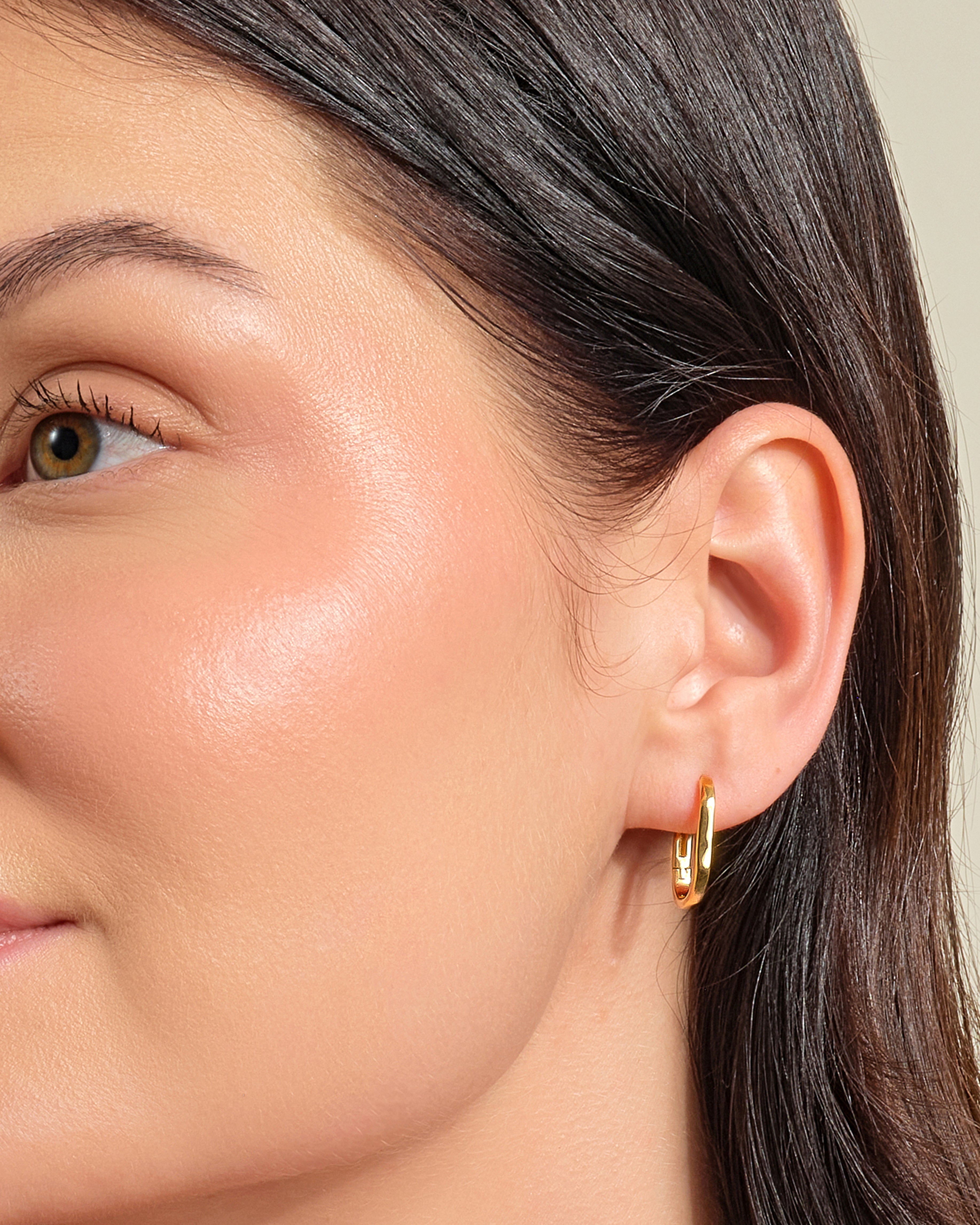 Elongated Oval Hoop Earrings
