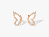 14k Solid Gold Diamond Wing Earrings