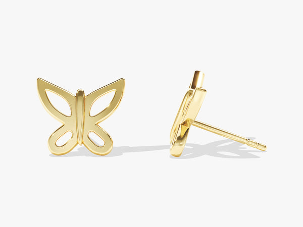 14k Solid Gold Cutout Butterfly Stud Earrings