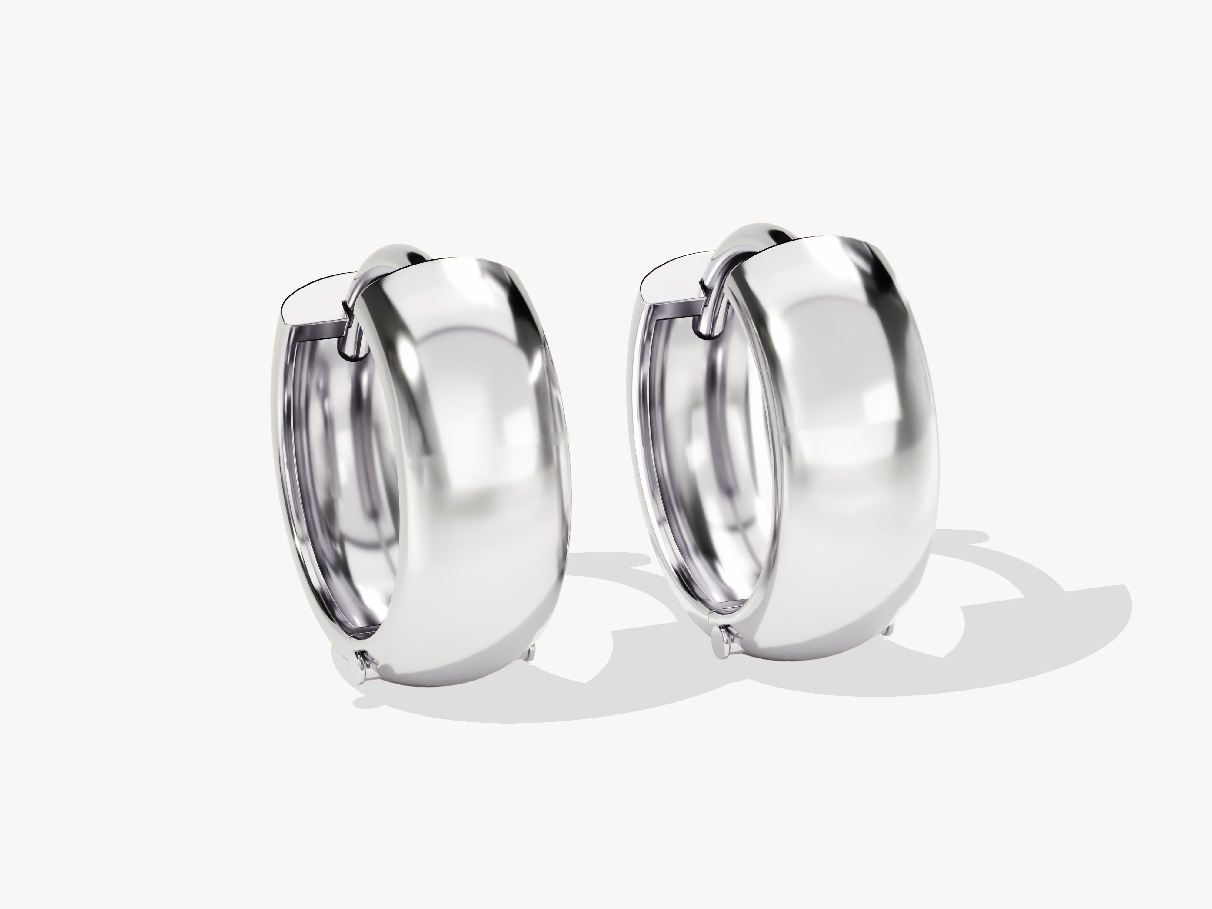 Shiny silver hoop earrings for women, fine jewelry gift
