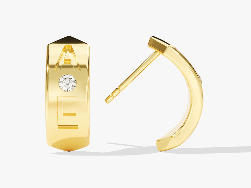 Flush Set Double Initial Earrings
