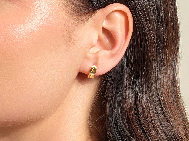 Flush Set Double Initial Earrings