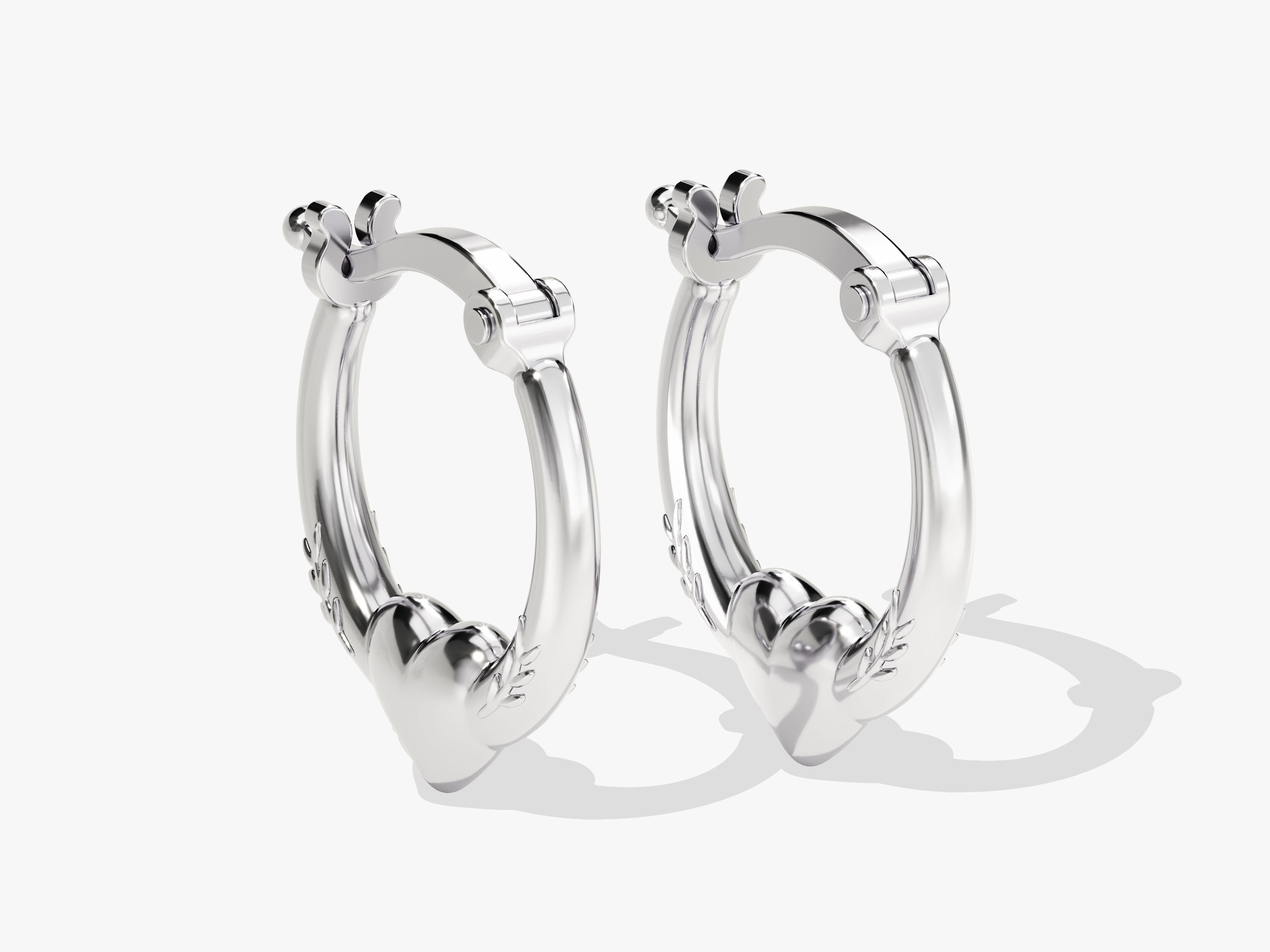 Silver heart hoop earrings for women, elegant jewelry design