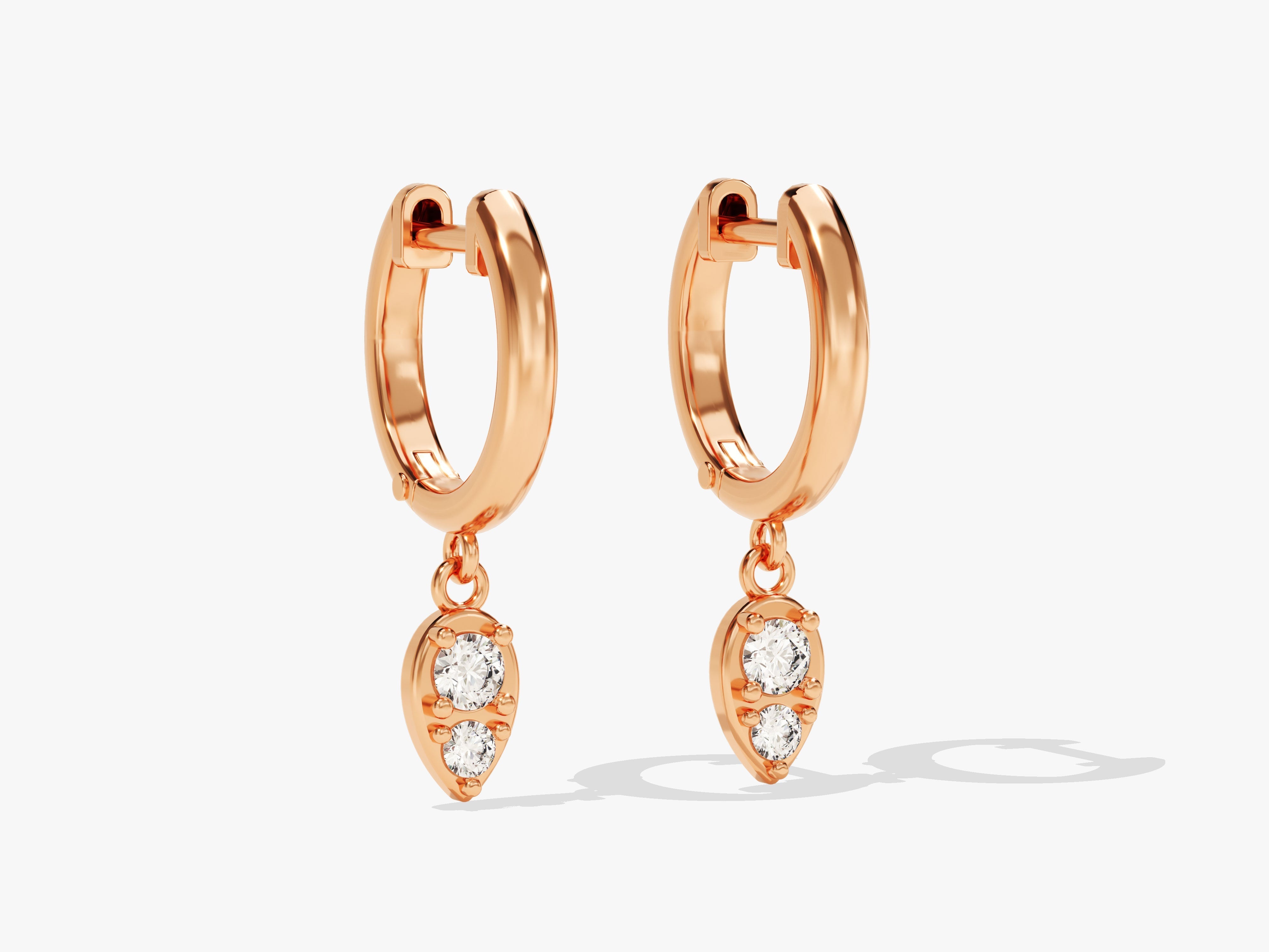 Rose gold diamond drop earrings for women, fine jewelry