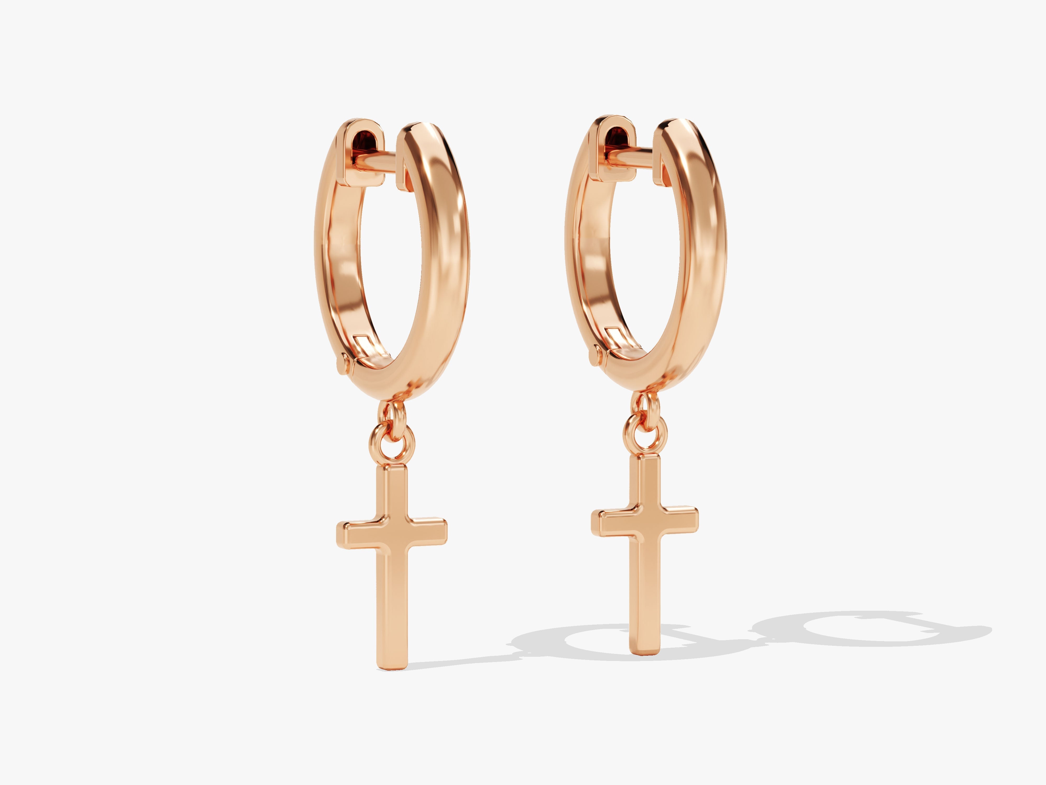 Rose gold cross dangle hoop earrings from jewelry collection