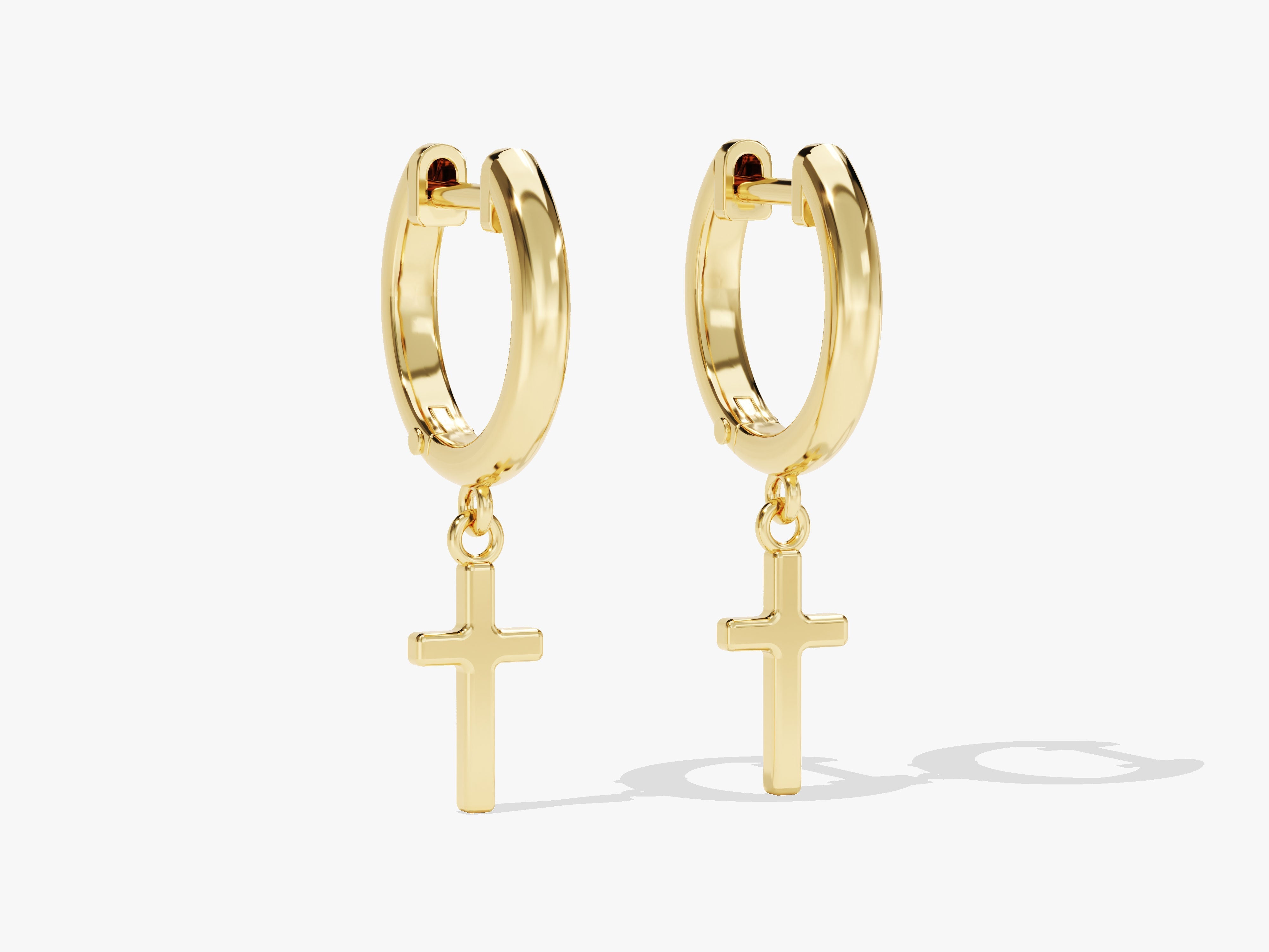 Gold cross hoop earrings for women, elegant jewelry design