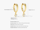 14k Solid Gold Round Diamond Hoop Earrings