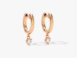 14k Solid Gold Round Diamond Hoop Earrings