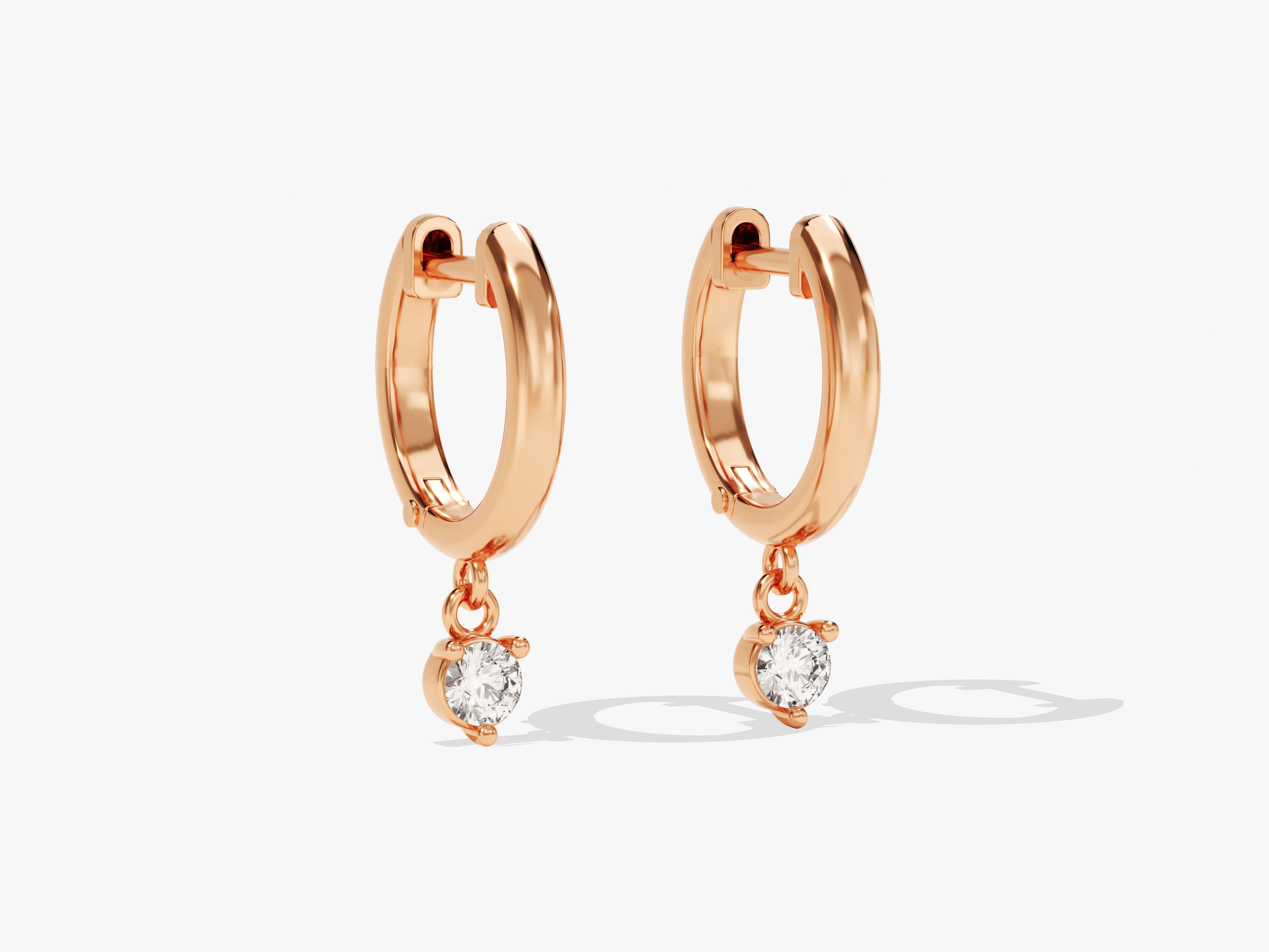 Rose gold diamond drop hoop earrings from jewelry company