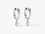 14k Solid Gold Round Diamond Hoop Earrings