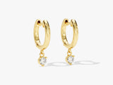 14k Solid Gold Round Diamond Hoop Earrings