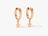 14k Solid Gold Mini Star Hoop Earrings