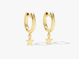 14k Solid Gold Mini Star Hoop Earrings