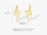 14k Solid Gold Lightning Stud Earrings