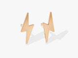 14k Solid Gold Lightning Stud Earrings