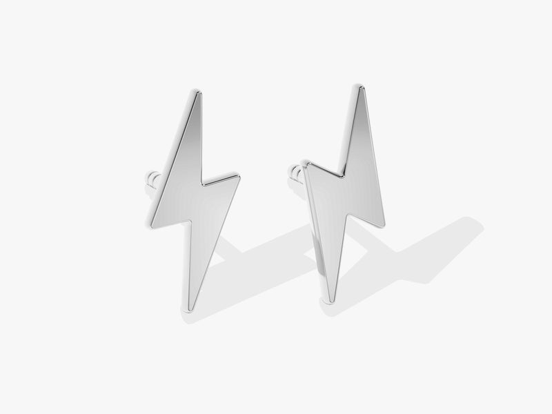 14k Solid Gold Lightning Stud Earrings