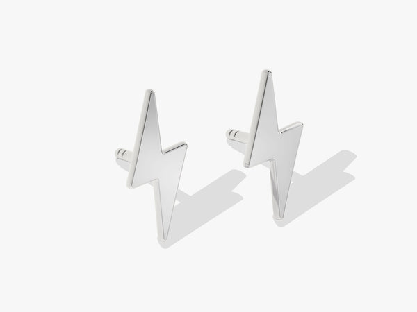 14k Solid Gold Lightning Stud Earrings