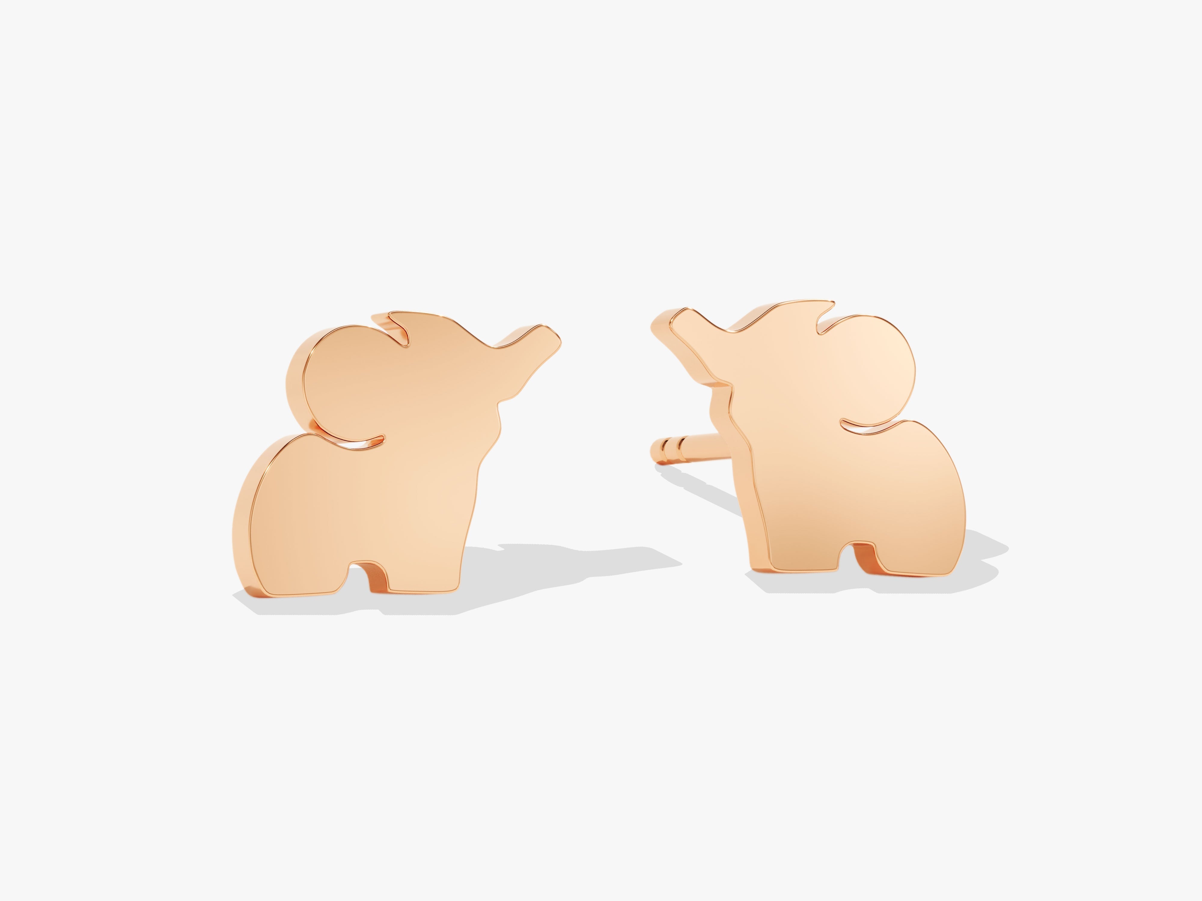 Rose gold elephant stud earrings for jewelry lovers