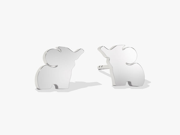 14k Solid Gold Elephant Stud Earrings