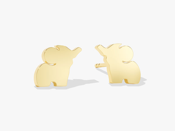 14k Solid Gold Elephant Stud Earrings