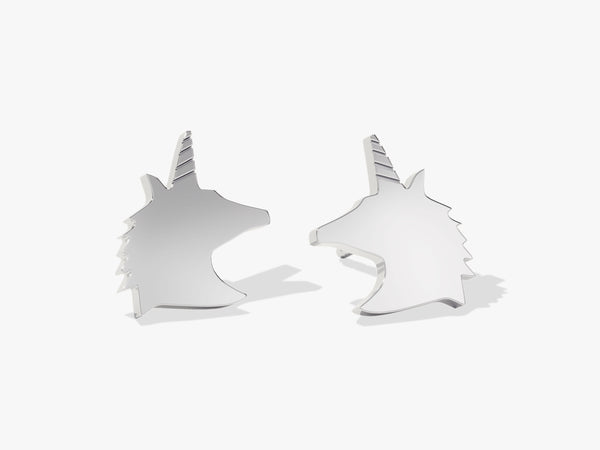 14k Solid Gold Unicorn Stud Earrings