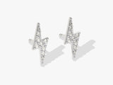 14k Solid Gold Diamond Lightning Stud Earrings