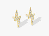 14k Solid Gold Diamond Lightning Stud Earrings