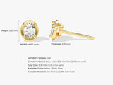 14k Solid Gold Bezel Oval Diamond Solitaire Earrings