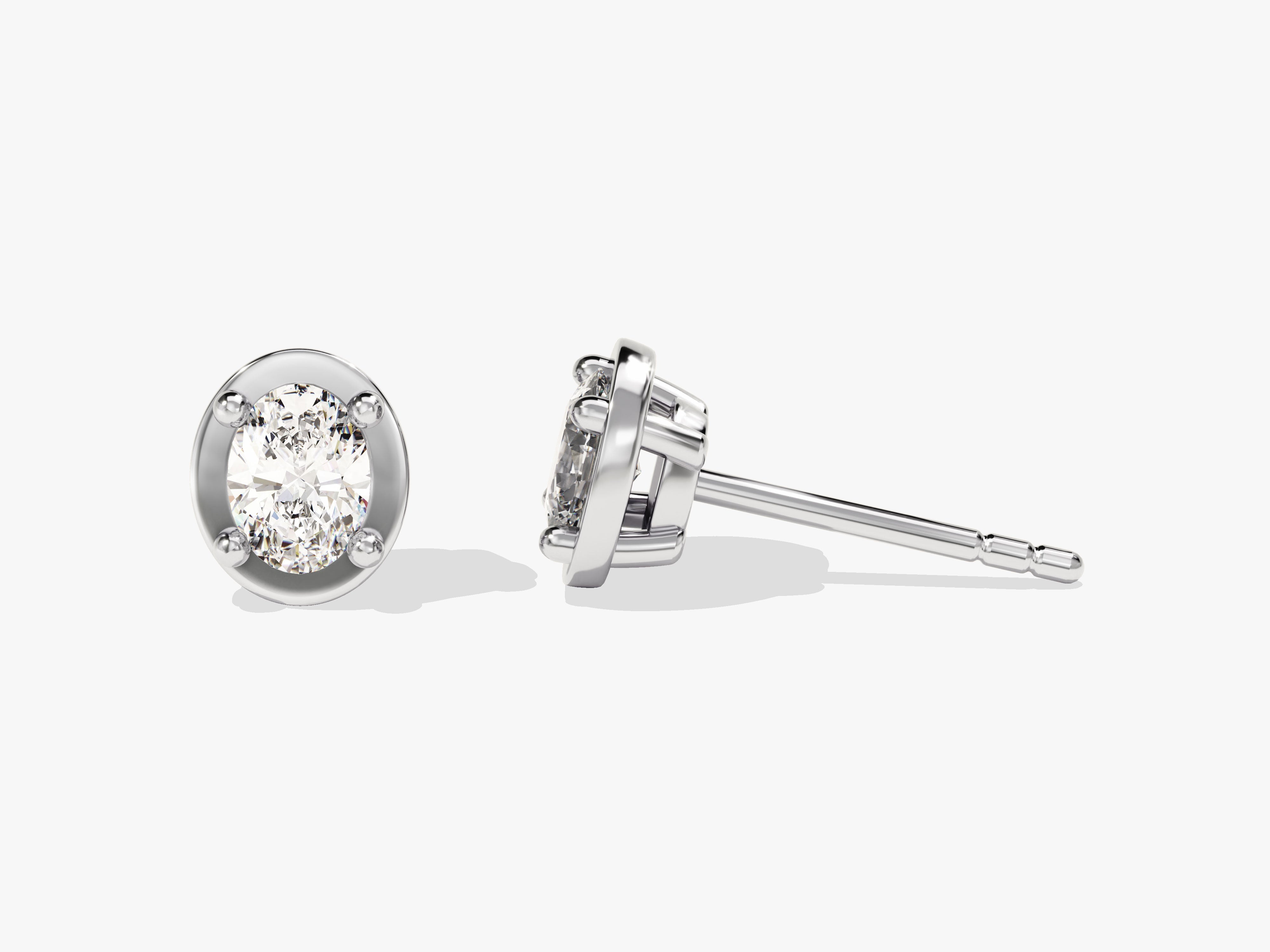 Bezel Oval Solitaire Earrings