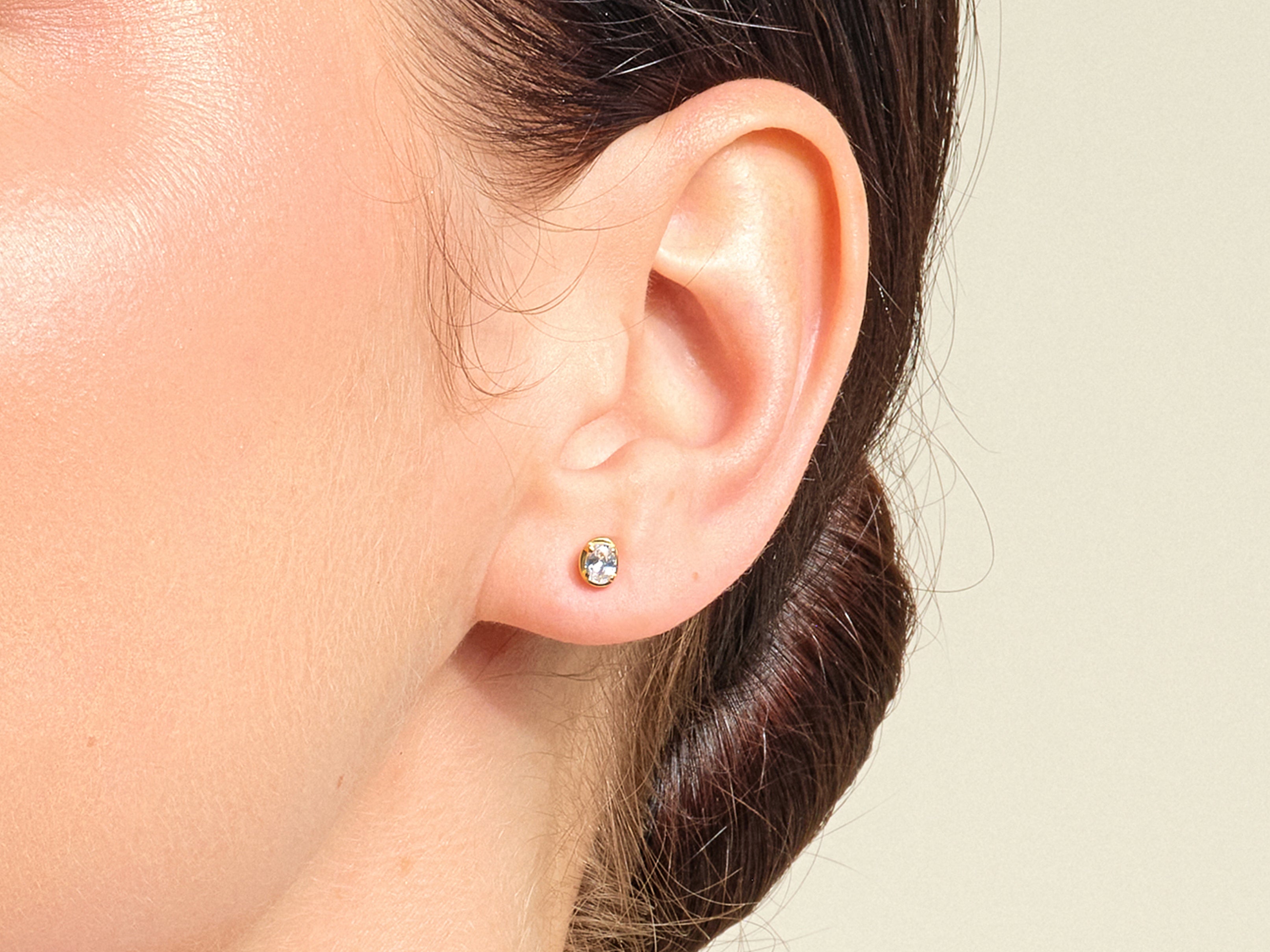 Bezel Oval Solitaire Earrings