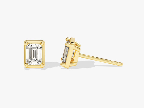 Bezel Emerald Solitaire Earrings