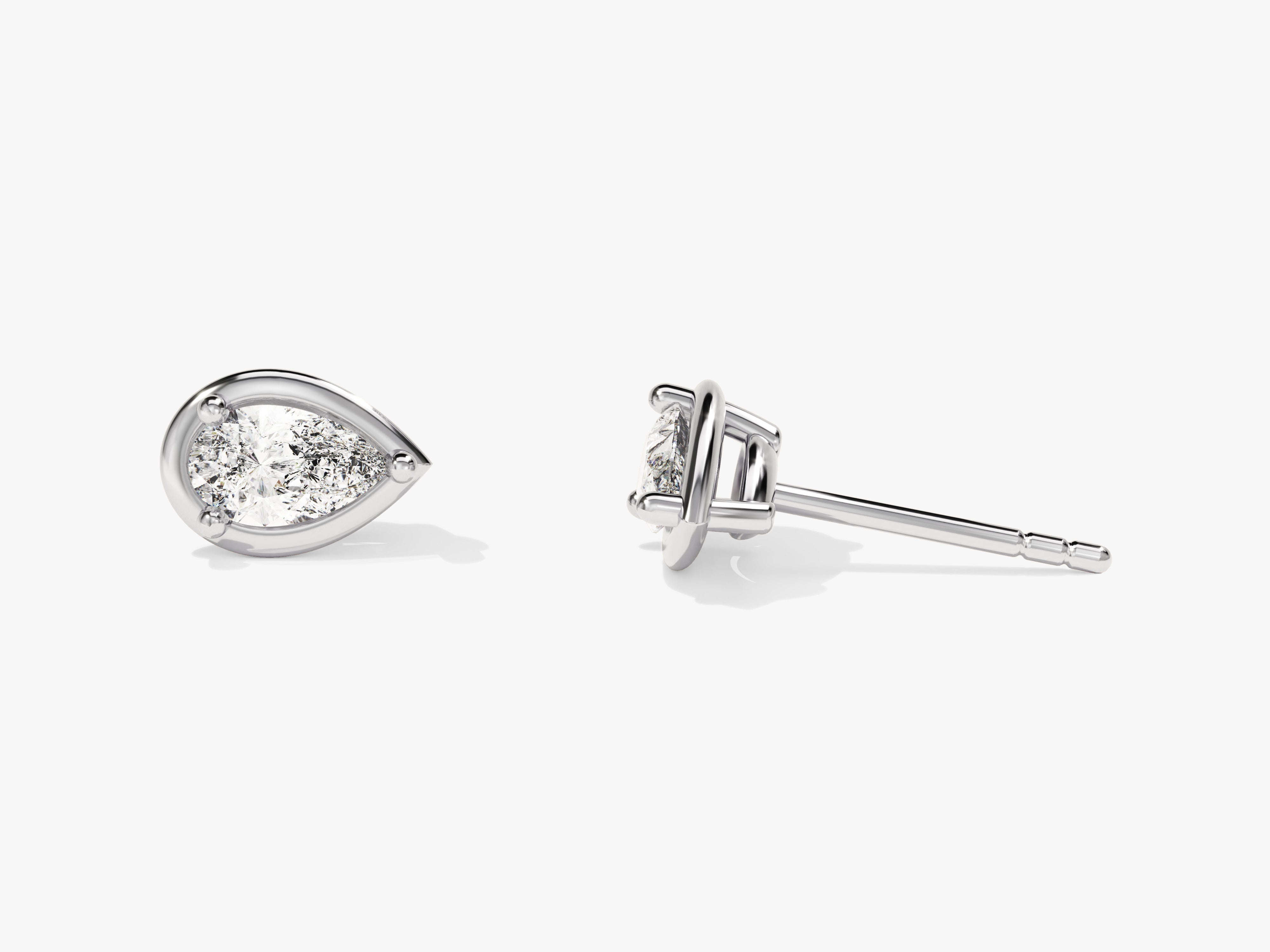 Bezel Pear Solitaire Earrings