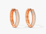 14k Solid Gold Bold Diamond Hoops