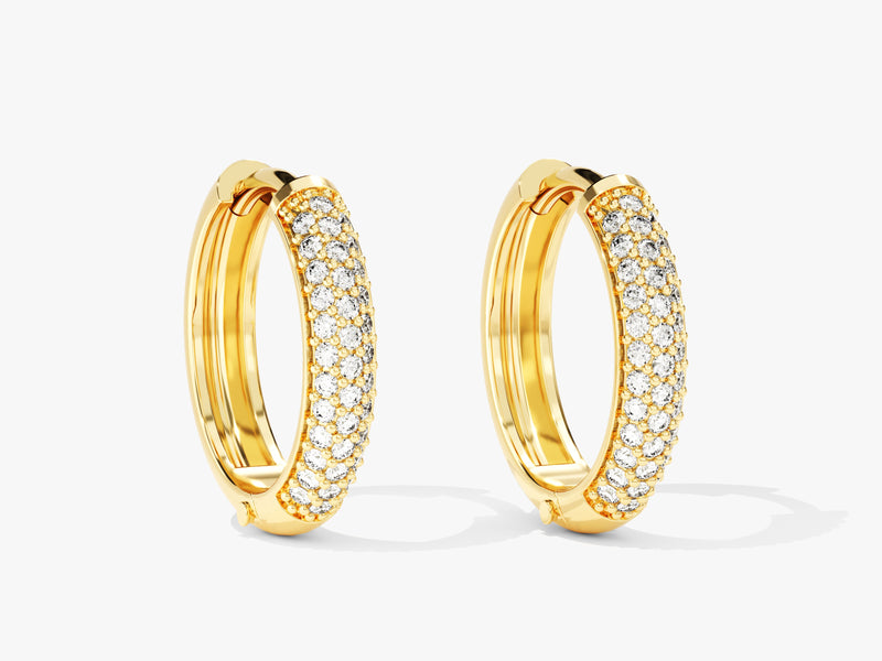 14k Solid Gold Bold Diamond Hoops