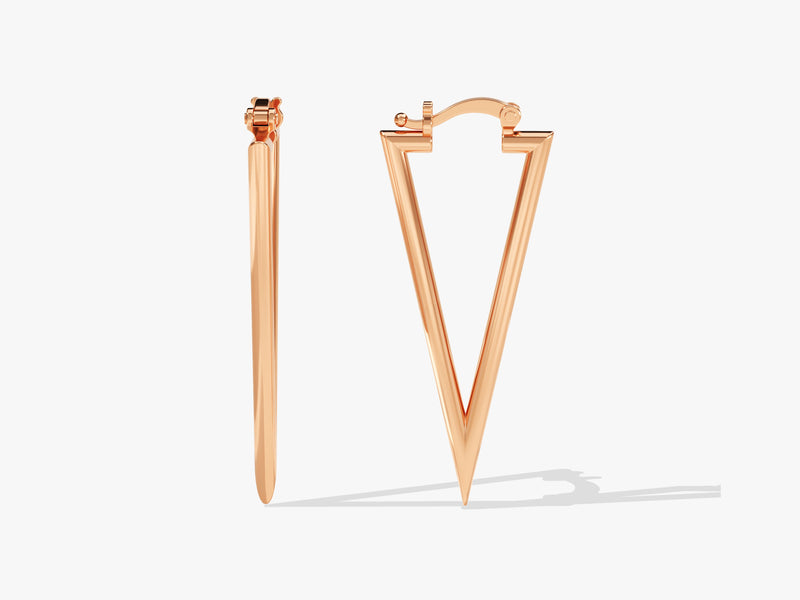 14k Solid Gold Triangle Hoop Earrings