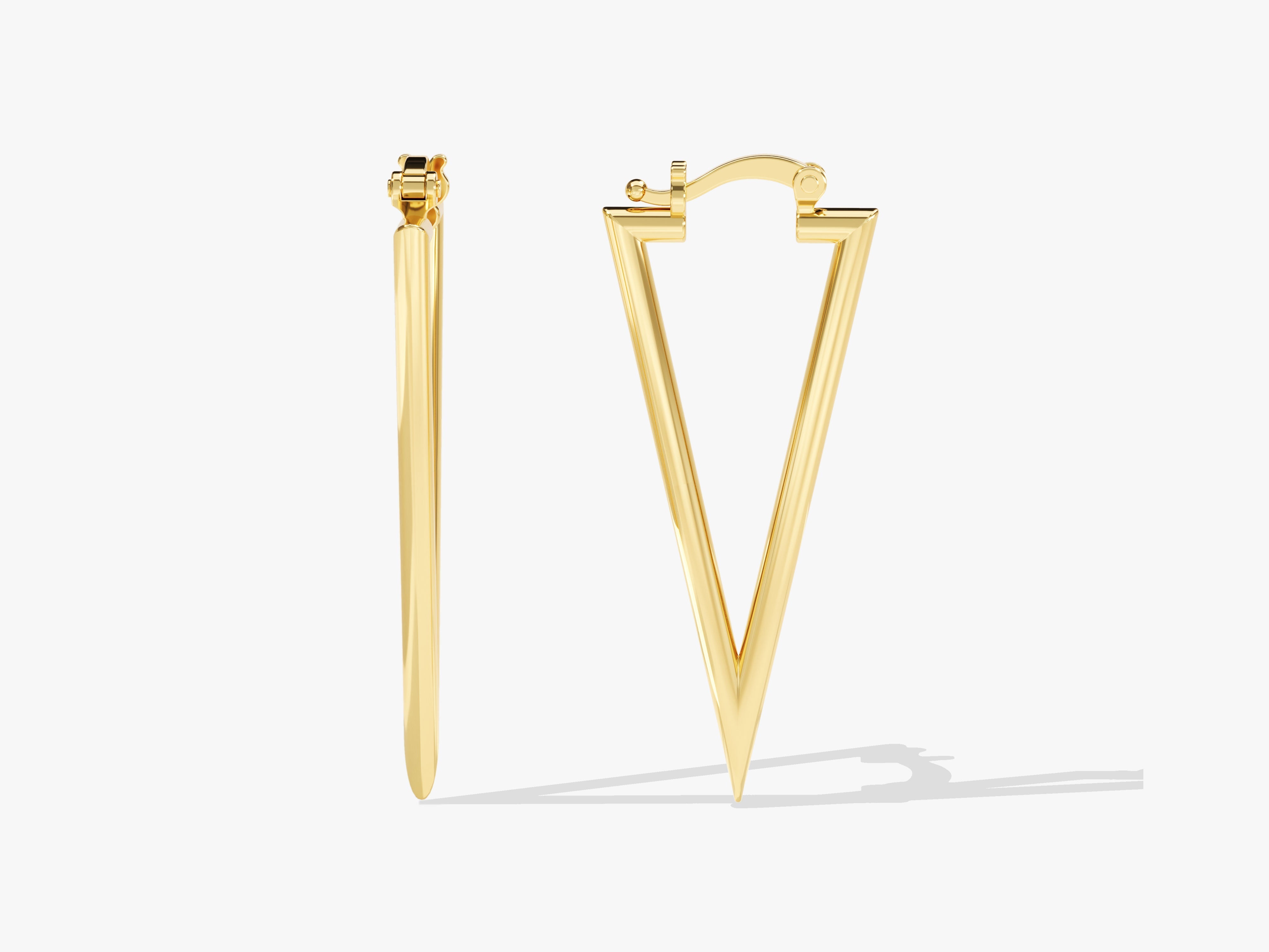 Gold triangle hoop earrings for women, modern jewelry design