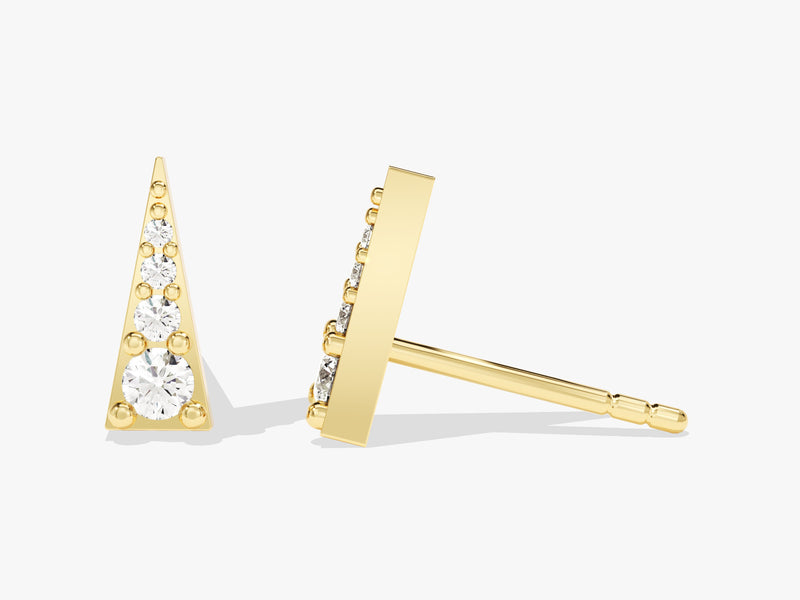 14k Solid Gold Triangle Diamond Stud Earrings