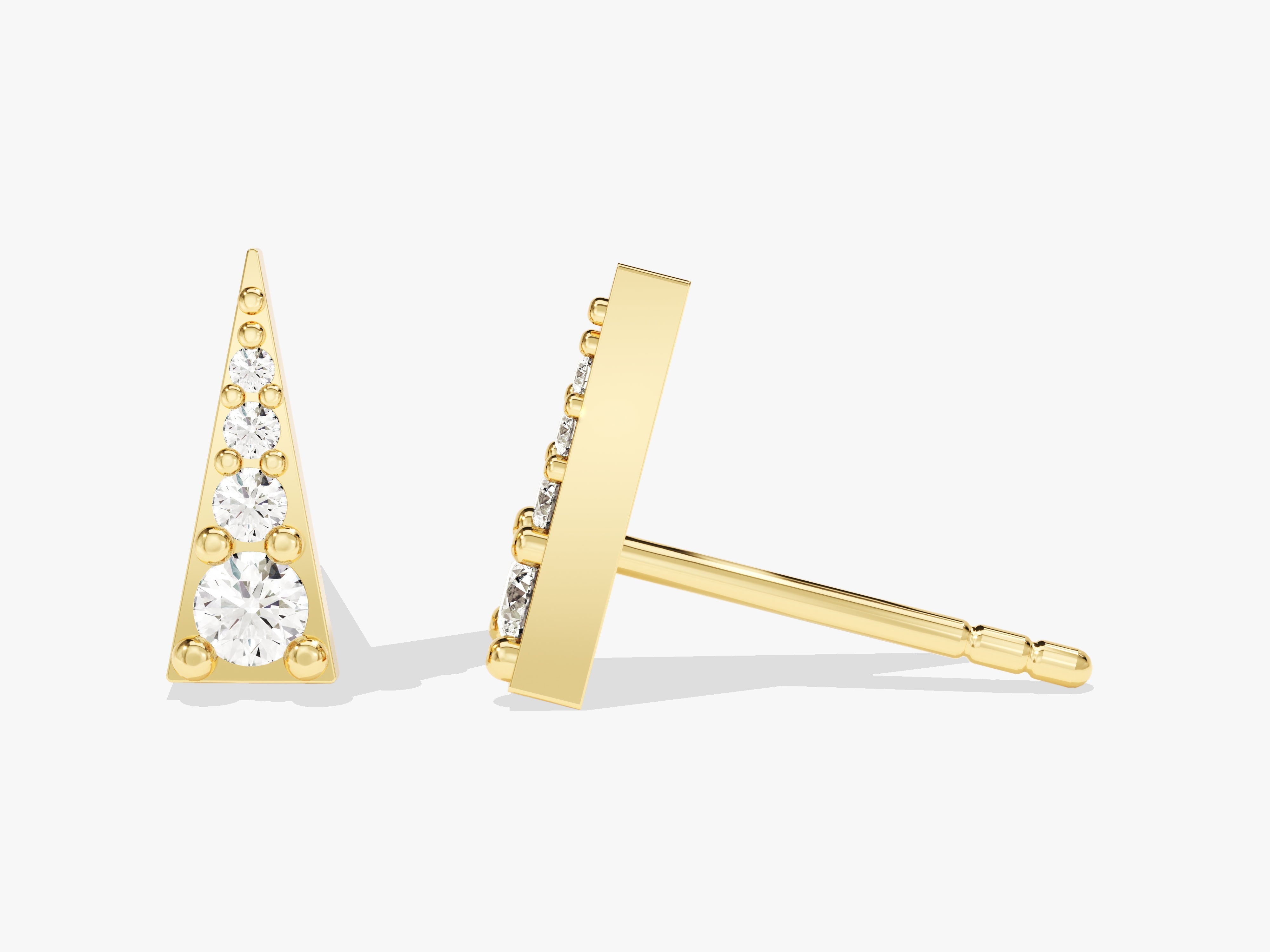 Gold diamond triangle stud earrings for jewelry collection