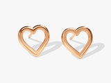 14k Solid Gold Heart Outline Stud Earrings