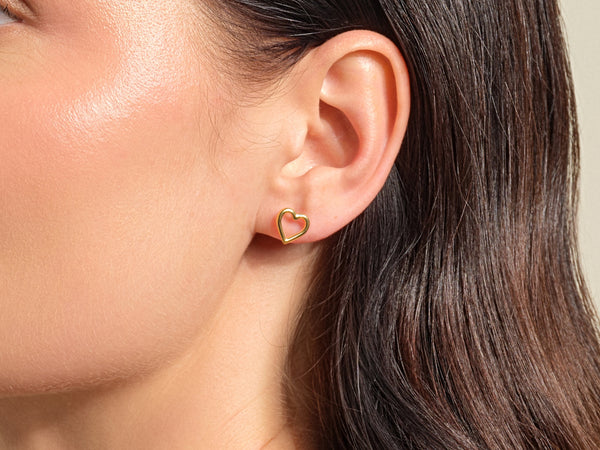 Heart Outline Stud Earrings