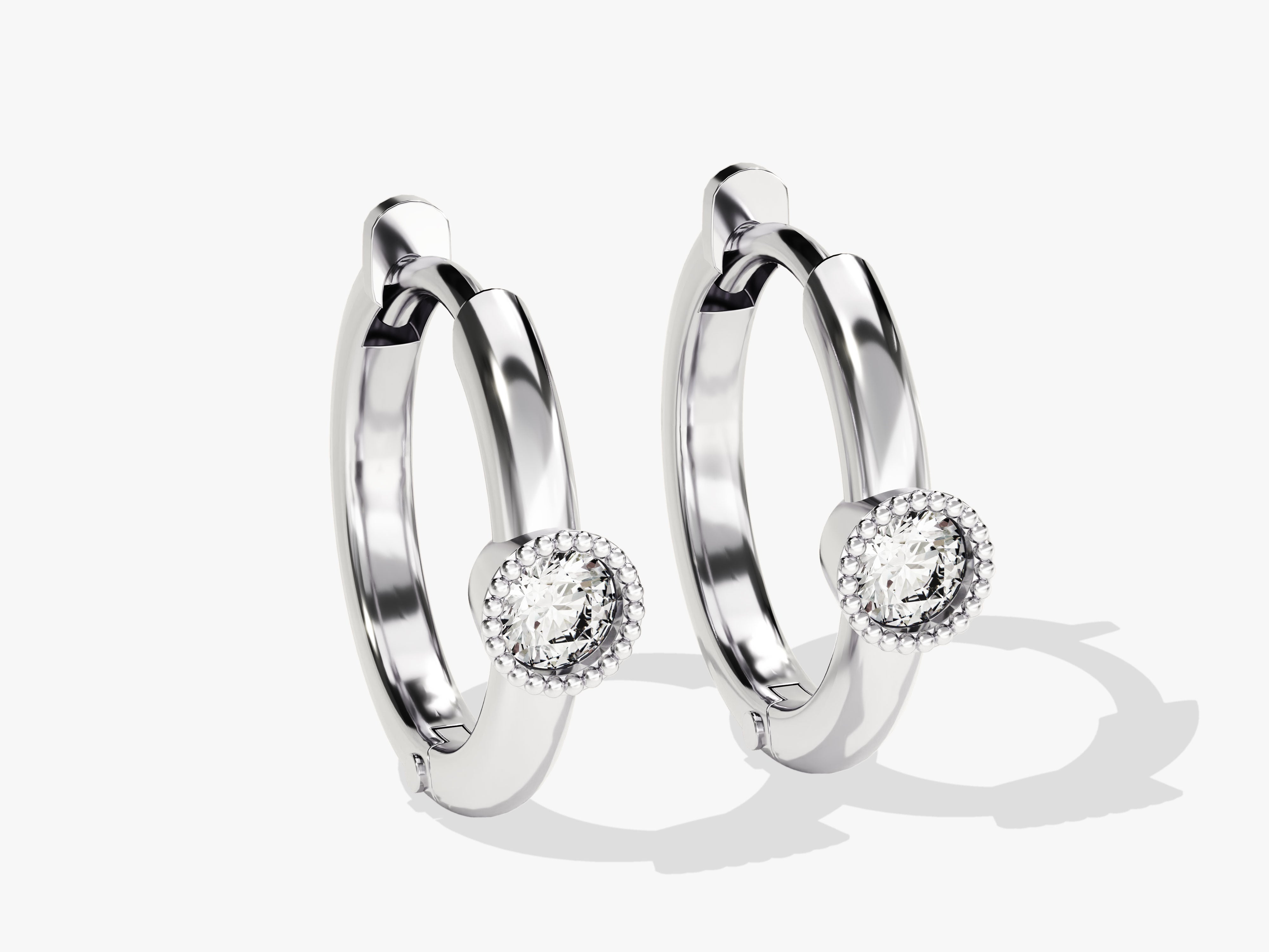 Diamond hoop earrings, fine jewelry, elegant, classic, luxury, white gold